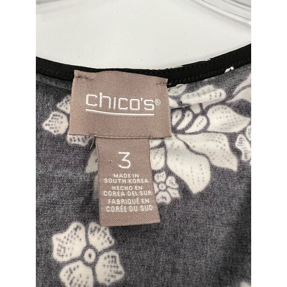 Chico's Women's Cold Shoulder Short Sleeve Floral Shift Dress Size Large - Picture 8 of 9